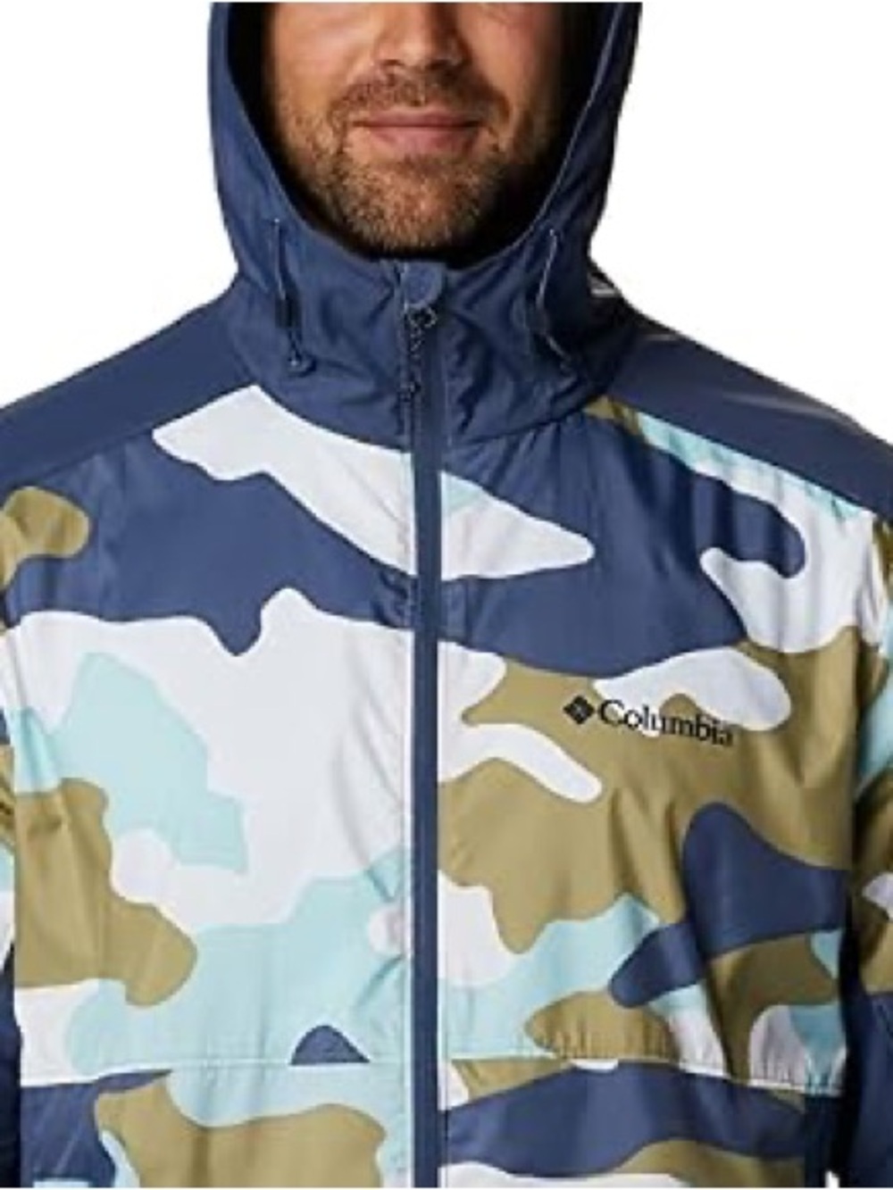 Columbia Men's Camo Flash Challenger Lightweight hooded Windbreaker Jacket.
